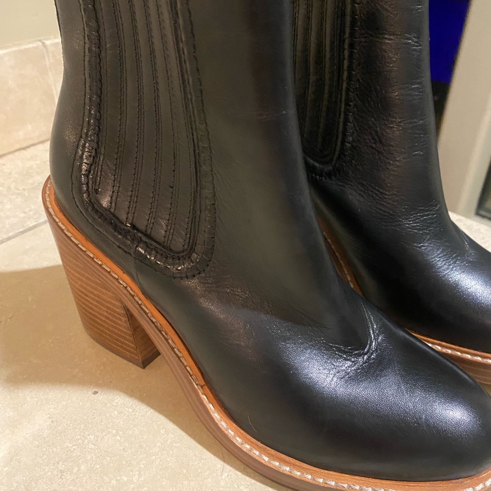 Marc Fisher Black Leather Ankle Boots - Picture 2 of 5